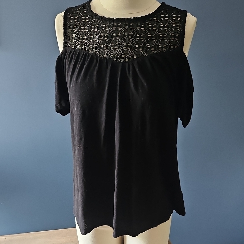 Old Navy Black Embellished Off The Shoulder Cut Out Blouse